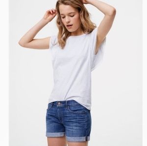 Loft Mid-Rise Dark Indigo Denim Shorts (Size 27/4)